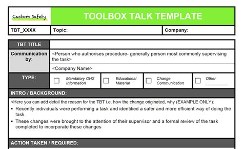 Tool Box Talks Forms amulette