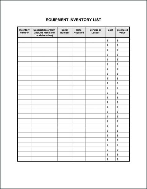 Tool Inventory Form Excel Templates Gambaran