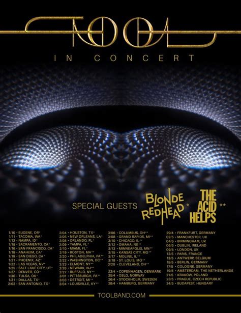 The tour announcement follows TOOL's debut live performances of 2023, ... Nov. 7 - Allentown, PA PPL Center Nov. 10 - Uncasville, CT Mohegan Sun Arena Nov. 13 - Manchester, NH SNHU Arena. 