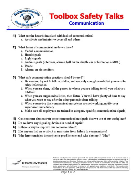 Toolbox Talks Printable