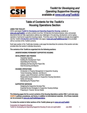Toolkit for Developing and Operating Supportive Housing 