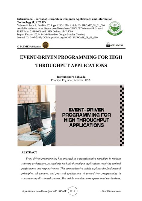 Tools And Techniques In Event Driven Programming