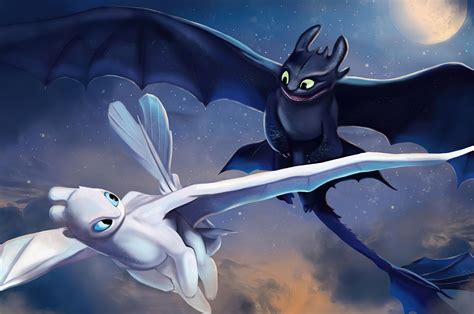 Toothless and light fury. 