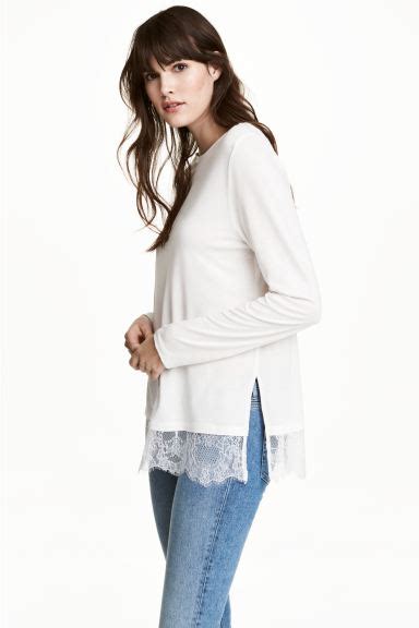 Top à manches longues - Blanc - FEMME H&M FR