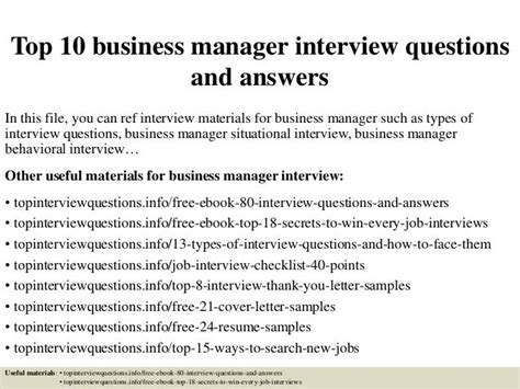 Top 10 business manager interview questions and answers
