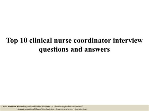 Top 10 clinical coordinator interview questions and answers