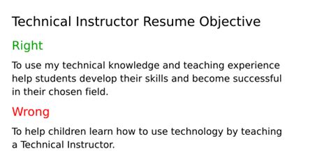 Top 17 Technical Instructor Resume Objective Examples