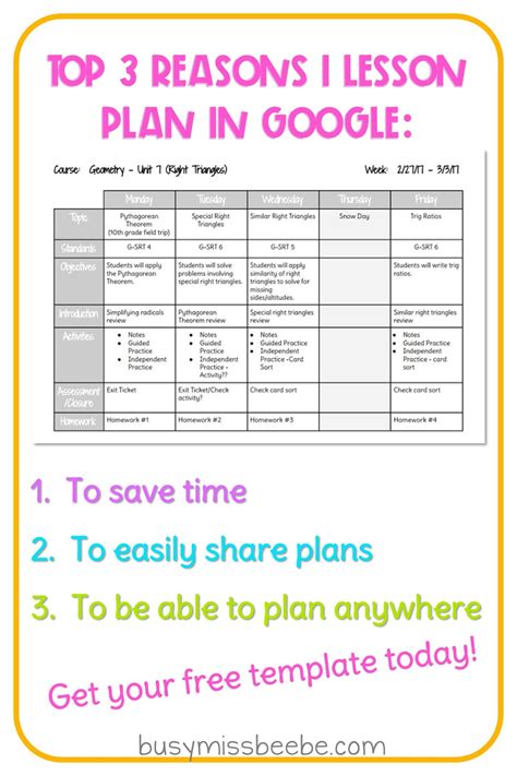 Top 3 Reasons to Lesson Plan in Google Lesson plan templates, Teacher