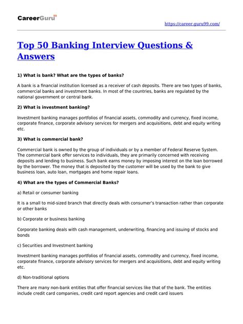 Top 50 Banking Interview Questions and Answers (2024)