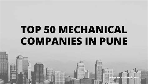 Top 50 Mechanical Companies In Pune - Exam Feed