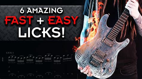 Top 6 BEST + EASY Shred Licks (you must know!) guitar lesson + tabs