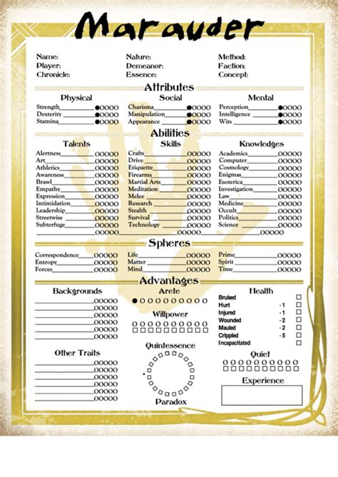 Top 7 Mage Character Sheets free to download in PDF format