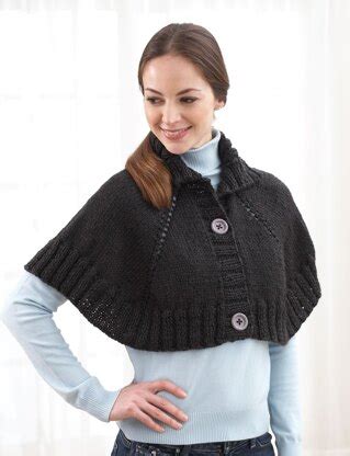 Top Down Button Front Capelet in Bernat Alpaca Knitting Patterns