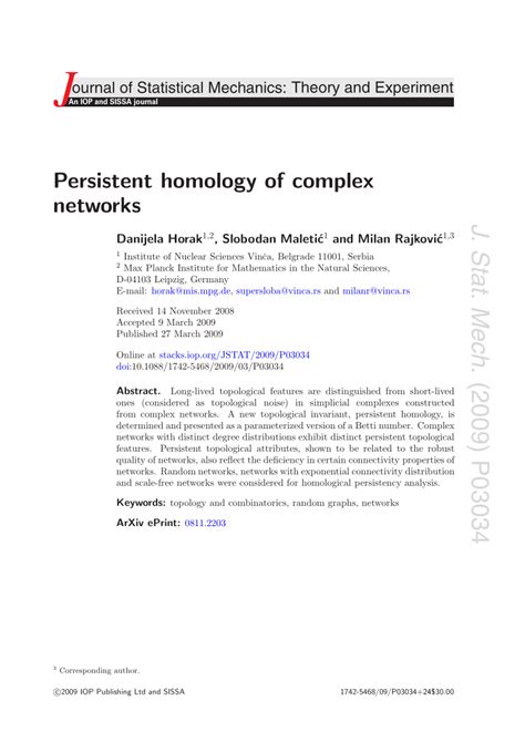 Top PDF Persistent homology of complex networks - 1Library