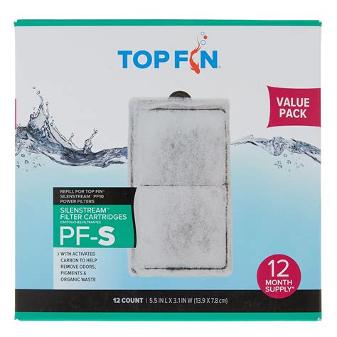 Top fin pf s filters. 6 offers from $3.89. HiTauing 15 Packs PF-S Filter Cartridge for Top Fin Silenstream PF10 Power Filters (S-15packs) 4.5 out of 5 stars. 558. $24.99. $24.99. HiTauing 6 Pack PF-L Carbon Cartridge for Top Fin Silenstream PF20, PF30, PF40 and PF75 Power Filters. 4.4 out of 5 stars. 710. 