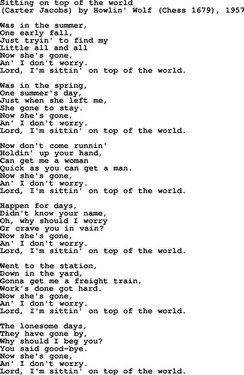 Top of the world lyrics. On Top of the World Lyrics: Look up, the stars are fading / And I am still here waiting to see you again / Be with you, my friend / When the moon is gone forever / I hope you're up there somewhere ... 