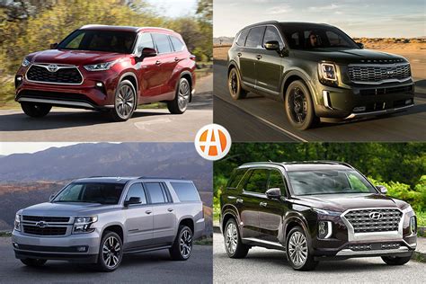 Best 9+ Seater SUVs at a glance. 1. 2024 Chevrolet Tahoe. 2. 2024 Chevrolet Suburban. 3. 2024 GMC Yukon. See full list. 1.. 