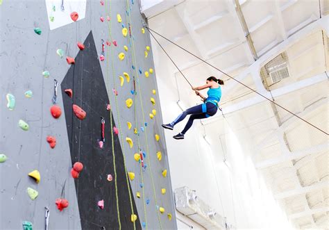 Top rope climbing levels.  The rope is guided through a redirection at t...