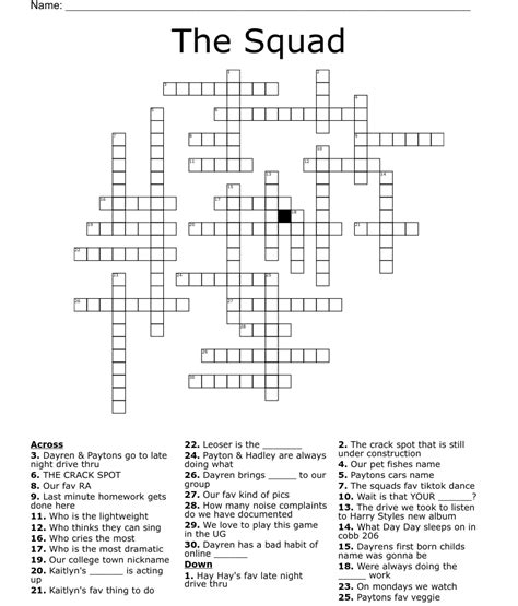 Oct 27, 2020 · On this page you will find the solution to Top squad crossword clue.This clue was last seen on USA Today Crossword October 27 2020 Answers In case the clue doesn’t fit or there’s something wrong please contact us. . 