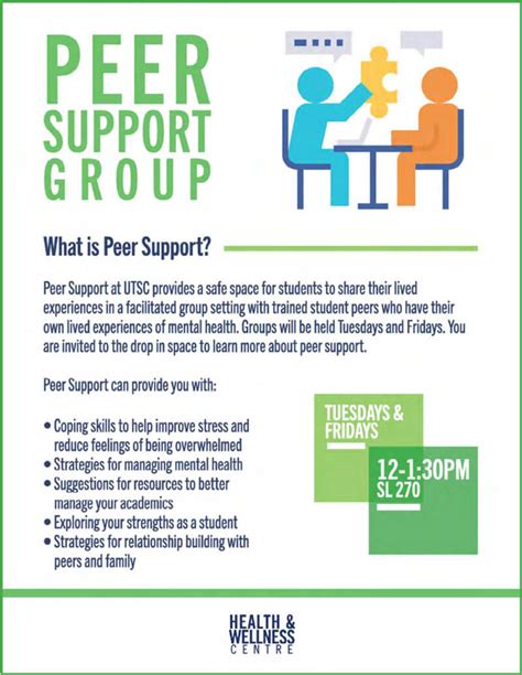The types of peer support considered in the 