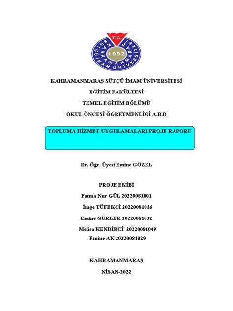 Topluma Hizmet Rapor PDF Scribd. 