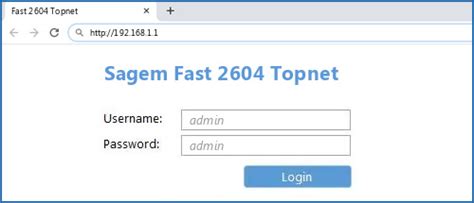 Topnet login. To do that you need to check what is SAGEM Fast 2604 Topnet IP address. You will also need SAGEM Fast 2604 Topnet password and default router login. The first ... 