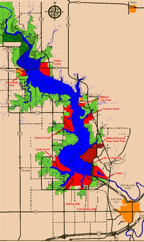 Topographic map of milford lake ks. Waterbody Density Preferred Lunker 3 yr avg Size Rating Sebelius Reservoir 12.40 2.50 0.00 9.43 Reservoir Good Wilson Reservoir 