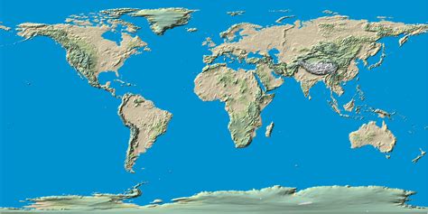 Topographical world map. World physical wall map is a high quality map which is a fantastic representation of the world's physical terrain. Map details. Our topographic world wall map features the natural terrain of the land as well as the different physical areas. Country borders and major cities are shown. The map's key helps to identify the different land terrain. 