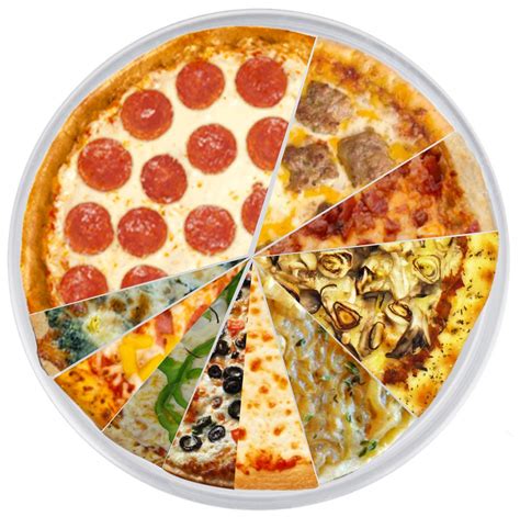 Toppings on pizza. PIZZA SIZE (INCHES) 6 8 10 12 14 16 18 Toppings Pizza Sauce (oz) 1.25 2 3 4 5.75 7 8.25 Cheese (oz) 1.25 2 3.25 6 7 10.5 12 Pepperoni (slices) 5 8 16 20 28 40 48 