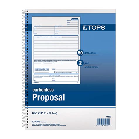 Tops 41850 Spiralbound Proposal Form Book, 8-1/2 x 11, Two …