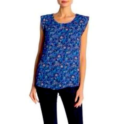 Tops Nwot Pleione Blue Floral Sleeveless Top - Poshmark