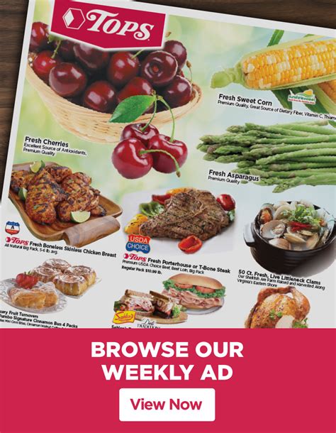 Tops Friendly Markets provides groceries to your local community. Enjoy your shopping experience when you visit our supermarket. ... Weekly Ad Weekly Ad; eCouponsl ...
