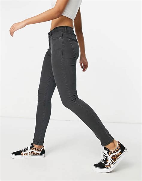 Topshop Leigh jeans in washed black ASOS