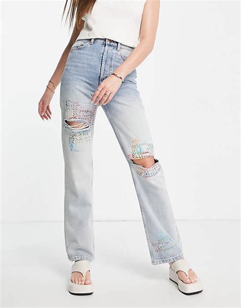 Topshop kort jeans in bleach ASOS