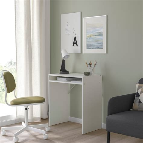Torald desk. Then TORALD desk is perfect! It takes up minimal space in the room while being a pr TORALDDesk, white, 65x40 cm MeasurementsFree height under furniture: 65 cmHeight: 75 cmWidth: 65 cmDepth: 40 cm Materials &amp; careMaterialParticleboard, Melamine foil, Plastic edging Ne 