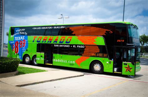 Tornado bus tickets. Secure your seat on the Tornado Bus to Plant City by booking today. Enjoy free Wi-Fi and onboard outlets on all our trips, along with ample legroom. ... Buy tickets on your mobile. Tornado Bus. Home; About Us; Charters; Information. Careers; Terminals; Help Desk; Contact. info@tornadobus.com; 1-888-358-6762; 