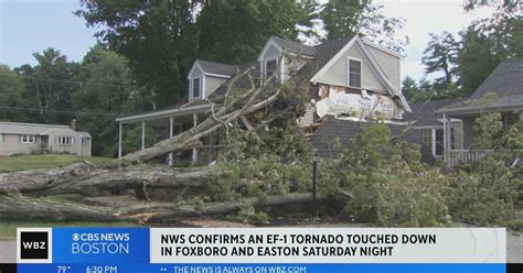 Tornado confirmed along Easton/Foxboro town line, 105 mph peak winds: National Weather Service