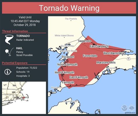 Tornado warning issued for Cape Cod, flash flood warning for eastern Massachusetts
