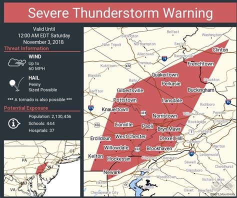 The National Weather Service has issued a severe thunderstorm warning through 1:30 p.m. for much of New Jersey, including parts of Ocean County.