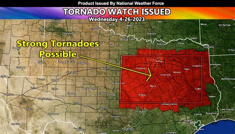 The watch stretches from just north of Waco up into Oklahoma, and
