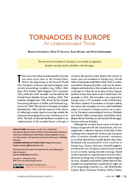 Tornadoes in Europe: An Underestimated Threat - ResearchGate