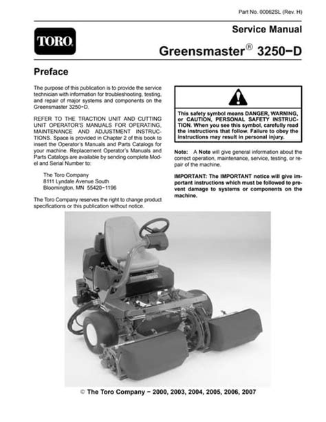 Toro greensmaster 3250 d service repair workshop manual. - Recueil des principales œuvres de ch.-h.-g. pouchet.