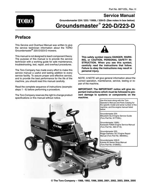 Toro groundsmaster 220 d 223 d mäher service reparatur werkstatt handbuch download. - Craftsman garage door opener model 139 manual.