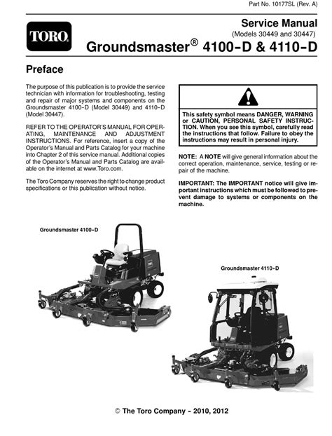 Toro groundsmaster 4100 d service repair workshop manual. - Lg w2343s monitor service manual download.
