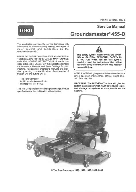 Toro groundsmaster 455 d mower service repair workshop manual. - Yamaha yfm400r big bear owners manual 2003 model.