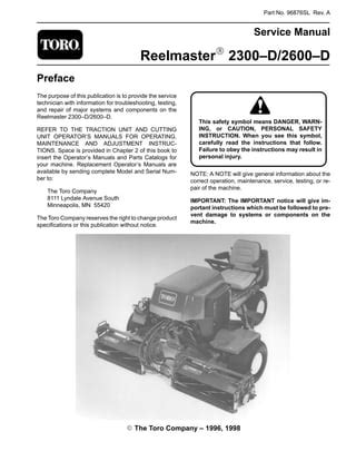 Toro reelmaster 2300 d 2600 d mower repair service manual. - The bigamist by mary turner thomson.