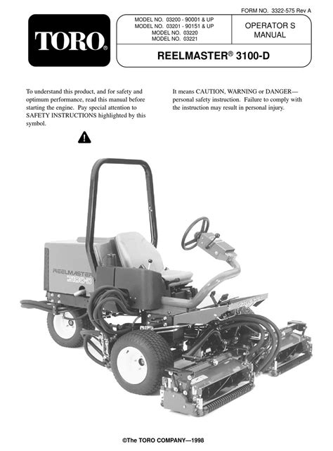 Toro reelmaster 3100 d mower service repair workshop manual. - Dp fit for life weight bench manual trac 20.