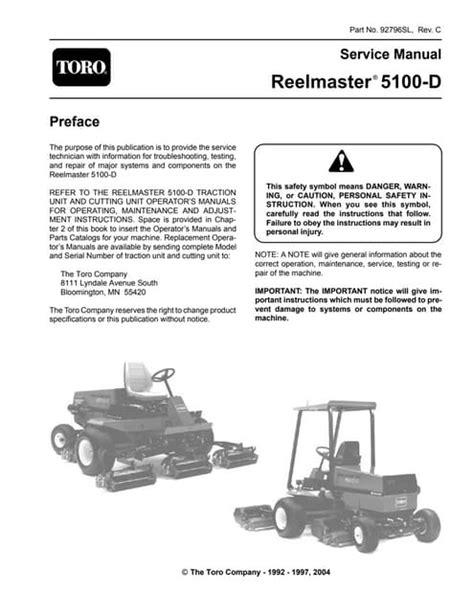 Toro reelmaster 5100 d mower service repair workshop manual. - Bmw r 1100 gs service handbuch.