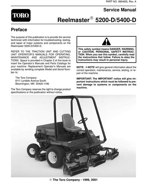 Toro reelmaster 5200 d 5400 d mower service repair workshop manual. - Toyota hino 15b fte engine workshop manual.