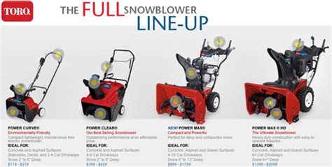 Toro snowblower comparison chart.  Specifications, design and accessories are subj...